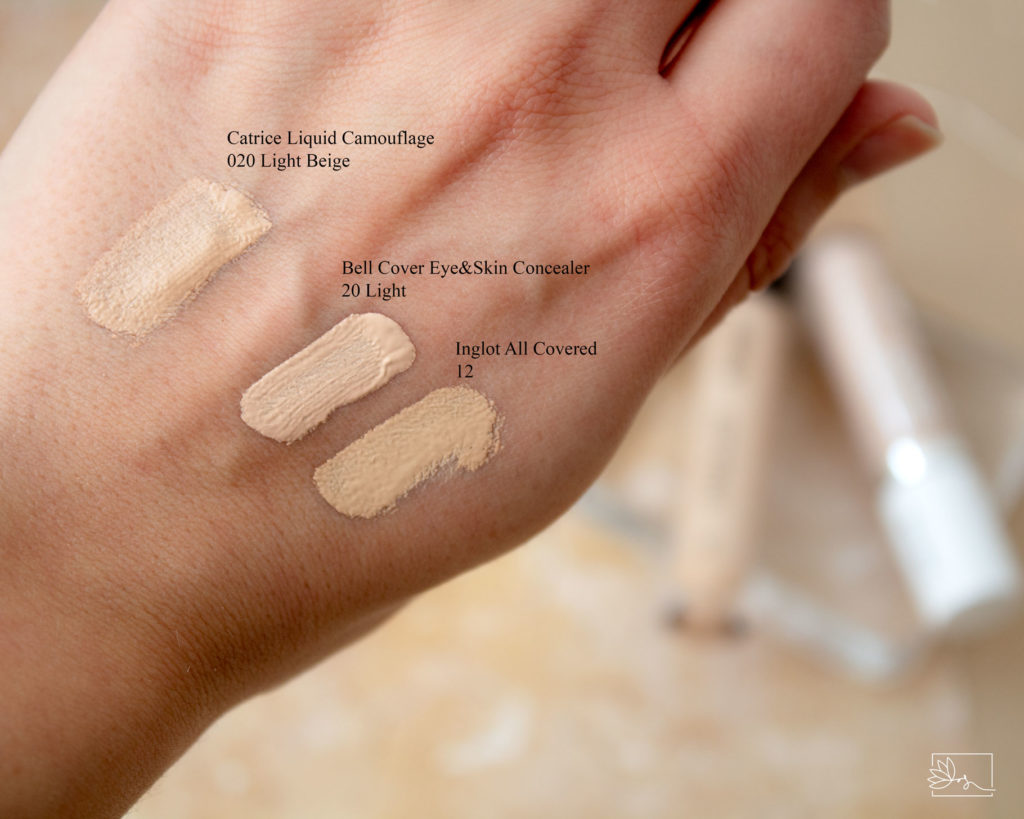 Korektory Inglot i Bell swatche